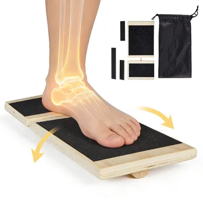 Produktbild von VEVOR Balance Board für Erwachsene, Fußtrainer (30 x 14 x 3 cm) Sprunggelenk-Trainingsgerät, Rutschfester Gleichgewichtstrainer für Physiotherapie, Reha & Fußtraining, inkl. Tragebeutel