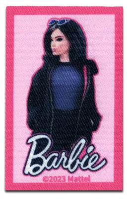 Obrázok produktu pre Comercial Mercera Barbie © čierne vlasy - nášivka, nažehľovacia nášivka, nášivky, nášivky, na nažehlenie, veľkosť: 7,1 x 4,5 cm