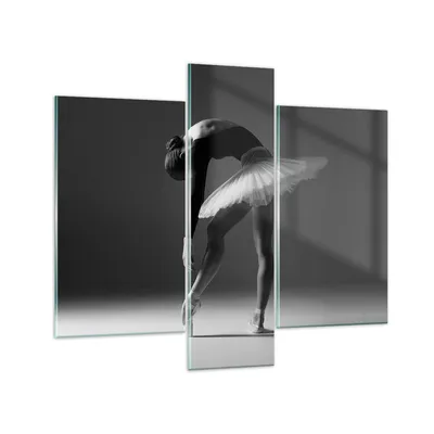 Produktbild von Bilder auf glas - 3 Teile - Ballerina Figur Schwarz und Weiß - 95x80cm - Glasbilder - Wandbilder - Bilder - Wanddekoration aus Glas - Glas Bilder - Wandbild auf Glas - GCB95x80-4400