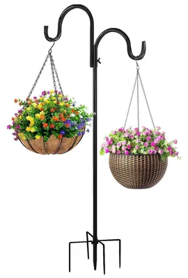 Image de Crochet de jardin Schäferhaken, 193 cm, en métal, avec une base à 5 branches pour lanternes et plantes