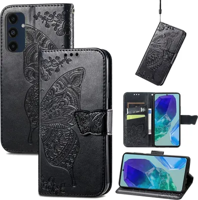Immagine prodotto di PerSamsung Galaxy A16 Portafoglio in Pelle finta Custodia per cellulare Farfalla Design Cover Case Nero
