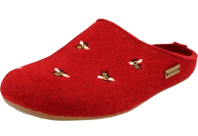 Produktbild von Haflinger Damen Hausschuh Pantoffel Bienen Stickerei Everest Api 484016, Größe:38 EU, Farbe:Rot
