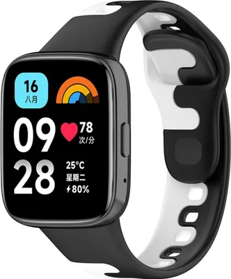 Produktbild von Silikon Ersatz Armband für Xiaomi Redmi Watch 3 Lite, Farbe:Schwarz Weiß