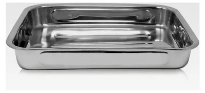 Produktbild von Edelstahl-Vierkantpfanne - rostfreie Auflaufform für gesunde und fettarme Ernährung - spülmaschinengeeignet - ideal zum Braten, für Lasagne und Kartoffelgratins (40 x 28 x 6 cm)