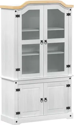 Produktbild von Vitrine Weiß 103,5 x 42 x 180 cm Massives Kiefernholz