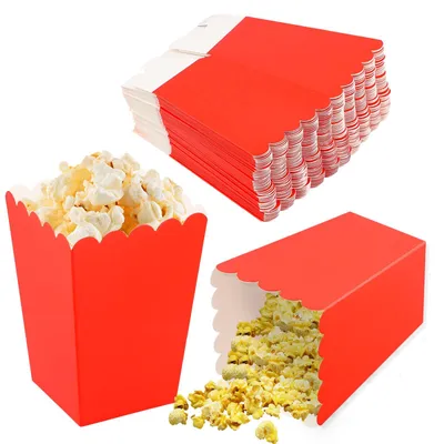 50 Snackboxen für Filmabend, Party, Geburtstag (Rot)