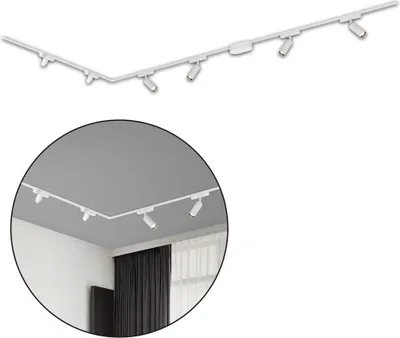 Produktbild von Briloner Luxtrail Schienensystem, Komplettset, 4x LED Spots, 2x LED Tracklight, Schwenkbar, Warmweiß, Weiß, 3m