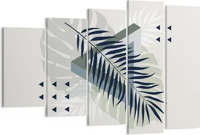 Produktbild von Bild auf Leinwand - Leinwandbild - 5 Teile - Monstera Palme Grafik - 150x100cm - Wand Bild - Wanddeko - Wandbilder - Leinwanddruck - Bilder - Wanddekoration - Leinwand bilder - EG150x100-4519