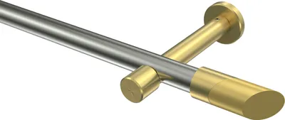 Produktbild von Interdeco Gardinenstange / Vorhangstange Edelstahl-Optik / Messing-Optik, Typ Prestige Verano (Schräge Bicolor) ohne Ringe, 20 mm Ø 1-läufig, 200 cm