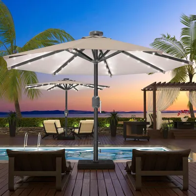 Produktbild von SUN MARINO | Sonnenschirm | Rund | Ø 300 cm | Taupe | LED | Ampelschirm, Marktschirm, Gartenschirm