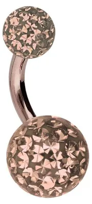 Produktbild von Bauchnabelpiercing Chirurgenstahl Bananabell EPOXY-KUGELN Farbe: RoséGold + Kristall: Pfirsich Stablänge: 6mm