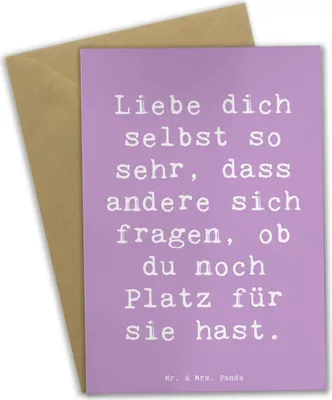 Produktbild von Mr. & Mrs. Panda Grußkarte Spruch Selbstakzeptanz Liebe - Lavendeltraum - Geschenk, Authentizität, Selbstliebe, Selbstmitgefühl, Schwäche, Motivation, dankeskarten, Zitat