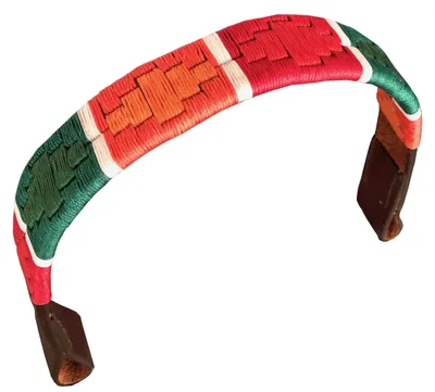 Immagine prodotto di Carlos Diaz, designer. Vera pelle, rifinita con cera, ricamata. Modello "Gaucho", polo, cavallo, guinzaglio