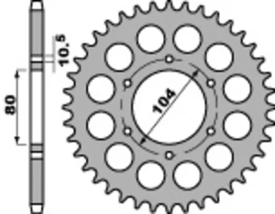 Immagine prodotto di Pignone posteriore in acciaio standard PBR 501 - 630