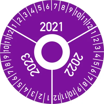 Produktbild von Dreifke® Prüfplakette 3 Jahre 2021/2022/2023 mit Monaten, Folie, Ø 40 mm, 10 ...