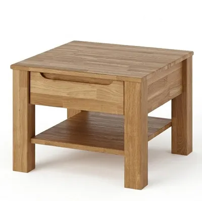Produktbild von Couchtisch Eiche Massivholz 60x60 cm mit Schublade – Wohnzimmertisch geölt