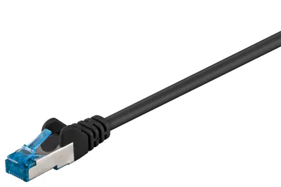 Obrázok produktu pre 10x Goobay 93787 Patch kábel CAT 6A, S/FTP (PiMF), čierny, 3 m - medený vodič (CU), bezhalogénový plášť (LSZH)
