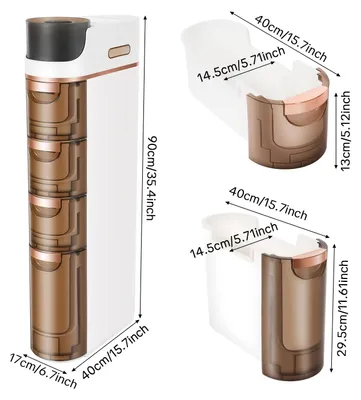 Obrázok produktu pre Úložný vozík – Úzky vozík s zásuvkami – 4 zásuvky – 4 kolieska – Bez montáže – 17 x 40 x 90 cm – Biela farba