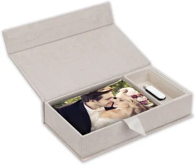 Fotobox aus Baumwolle für Fotos und USB, Geschenkidee
