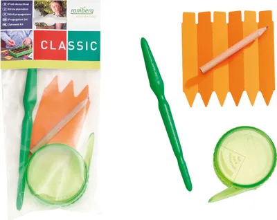 Produktbild von Romberg CLASSIC Profi Anzucht-Set Sähilfe Etiketten Pikierstab Stift - 9 teilig