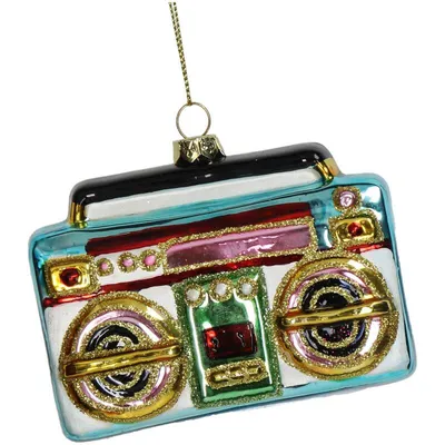 Produktbild von HD Collection Weihnachtsbaumschmuck – Ghettoblaster – Mehrfarbiges Glas – 10,2 cm – Modische Weihnachtsdekoration