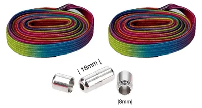elastische schnuersenkel regenbogen drehverschluesse silber