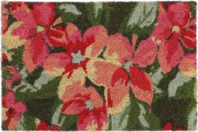 Zdjęcie produktu dla Wycieraczka Relaxdays z włókna kokosowego, wycieraczka przydrzwiowa z motywem kwiatowym, 40 x 60 cm, wycieraczka odporna na warunki atmosferyczne, antypoślizgowa podeszwa, kolorowa