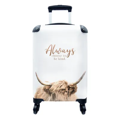 Produktbild von MuchoWow® Koffer Handgepäck Trolley Rollkoffer Kleine Reisekoffer mit 4 Rollen - Schottischer Highlander - Zitate - Hörner - Cabin Size < 55x40x23 cm & 55x40x20 cm - Fotokoffer - Kabinenkoffer - Boardgepäck - Reise-Box - Reisekoffer - Reisegepäck - Koffer mit Bild - Trolley für Kinder