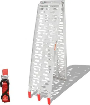 Zdjęcie produktu dla Składana rampa aluminiowa o wymiarach 226 x 28 cm - antypoślizgowa - udźwig 340 kg - idealna do motocykli, skuterów i quadów
