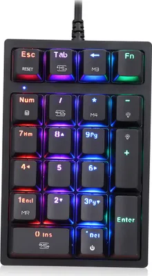 Zdjęcie produktu dla Motospeed K24 Numeryczna klawiatura mechaniczna 21 klawiszy USB z 13 efektami świetlnymi RGB OUTEMU Blue Switch