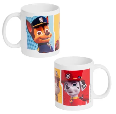 Produktbild von Paw Patrol Tasse für Kinder - Rubble, Chase und Marshall Kinderbecher aus Porzellan 320 ml