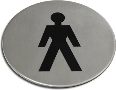 Produktbild von Edelstahl Türschild WC Herren 75 mm Hinweisschild Piktogramm