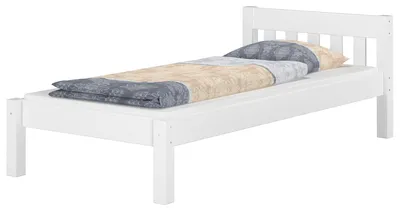 Produktbild von Bettrahmen Einzelbett 80x200 Futonbett Kieferbett Massivholz weiß Zubehör wählbar V-60.38-08Wohne Zubehör