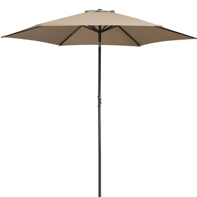 Produktbild von KINGSLEEVE® Sonnenschirm 300 cm UV Schutz 80+ Abdeckung Kurbel Knickbar Alu Rund Balkon Terrasse Garten Balkonschirm Kurbelschirm Marktschirm Taupe