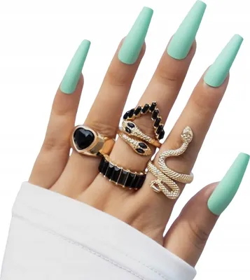 Immagine prodotto di SET DI ANELLI D'ORO RETRO PUNK VINTAGE 5 Pezzi Cuore di Serpente NERO
