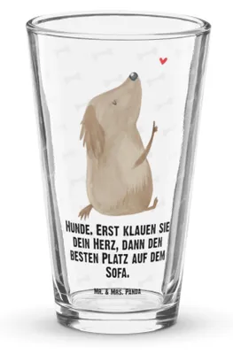 Produktbild von Mr. & Mrs. Panda Glas Hund Liebe - Transparent - Geschenk, Bierglas, Wasserglas, Herz, Süß, Hundeliebe, Longdrinkglas, Sprüche, Cocktailglas, Tumbler