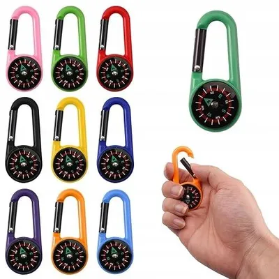 Produktbild von 10er Set Mini Kompass Schlüsselanhänger für Outdoor Survival Camping