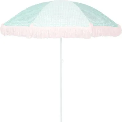 Zdjęcie produktu dla Parasol plażowy i ogrodowy 176 cm z frędzlami - Zielony - Retro parasol do ogrodu i na wakacje