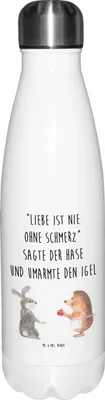 Produktbild von Mr. & Mrs. Panda thermo trinkflasche Hase Igel - Weiß - Geschenk, Thermos, Wasserflasche, Trösten, trinkflaschen, Liebe Spruch, Trennungsschmerz, thermosflaschen