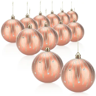 Produktbild von com-four® 12x Weihnachtskugeln, Christbaumkugeln bruchsicher aus Kunststoff für Weihnachten, Baumschmuck für den Christbaum mit Anhänger