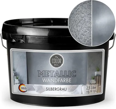 Produktbild von Viva Decor My Color Room Metallic Wandfarbe Silber-Grau 2,5 l, Effektfarbe für Wände & Decken innen, wasserbasiert, hochdeckend & abriebfest