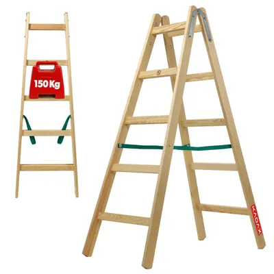 Produktbild von KADAX Leiter "Salo", Holzleiter, Bockleiter bis 150 kg, 152 cm, 5 Stufen
