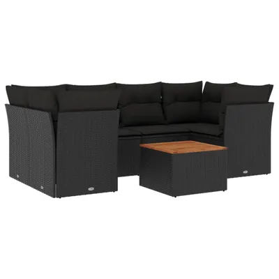 Produktbild von vidaXL 7-tlg. Garten-Sofagarnitur mit Kissen Schwarz Poly Rattan