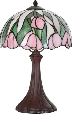 Image de Clayre & Eef Lampe de table Tiffany Ø 25x40 cm Verre rose