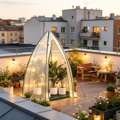 Imagen del producto de Toldo para plantas de jardín, pequeño invernadero, invernadero para tomates, invernadero (solo con invernadero)