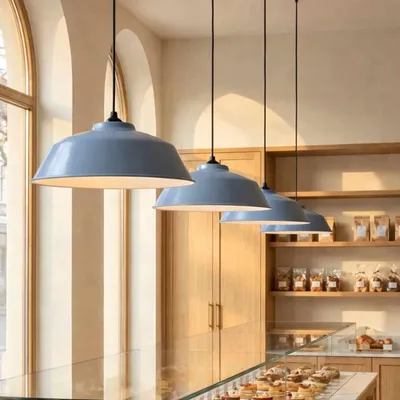 Produktbild von Opviq, Hochwertiger Kronleuchter, Metallkörper, Ø35,5 cm, Höhe: 120 cm, Kabel: 110 cm, E27 Fassung, max. 40 W, Blau, IP20 | Moderner, industrieller Stil für Ihr Zuhause.