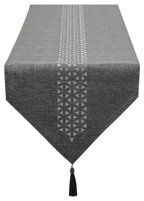 Obrázek produktu pro Šedá lněná běhoun na stůl, rozměry 40 x 250 cm, lze prát v pračce