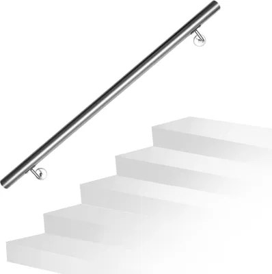 Produktbild von Aopunly nerezové zábradlie 50 - 200 cm zábradlie na schody vnútorné a vonkajšie zábradlie nástenné zábradlie na schody z nerezovej rúrky V2A, s montážnym materiálom, dĺžka: 100 cm