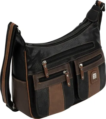 Produktbild von Schultertasche (15161) Damentasche Umhängetasche Leder Optik Handtasche SCHWARZ-BRAUN