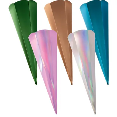 Produktbild von folia Schultüten-Zuschnitt Metallic 6-eckig sortiert 680 mm 5 Stück